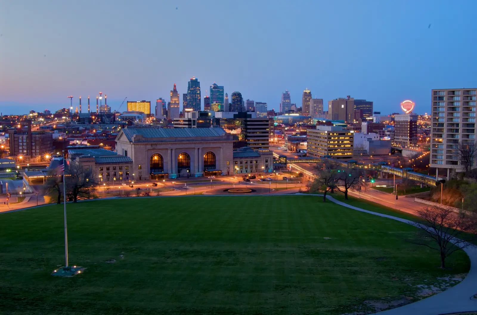 Kansas City skyline at nightfall
